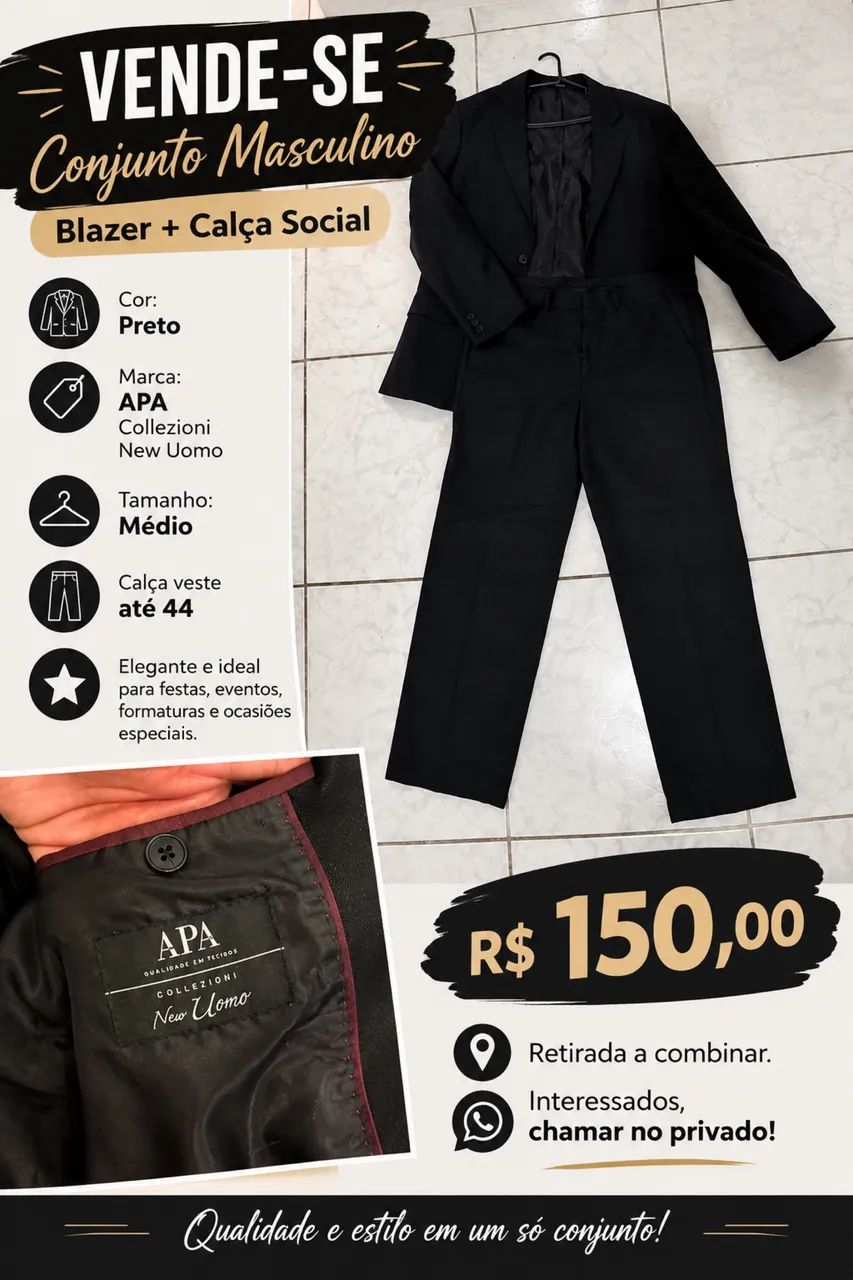 Conjunto blaser masculino 