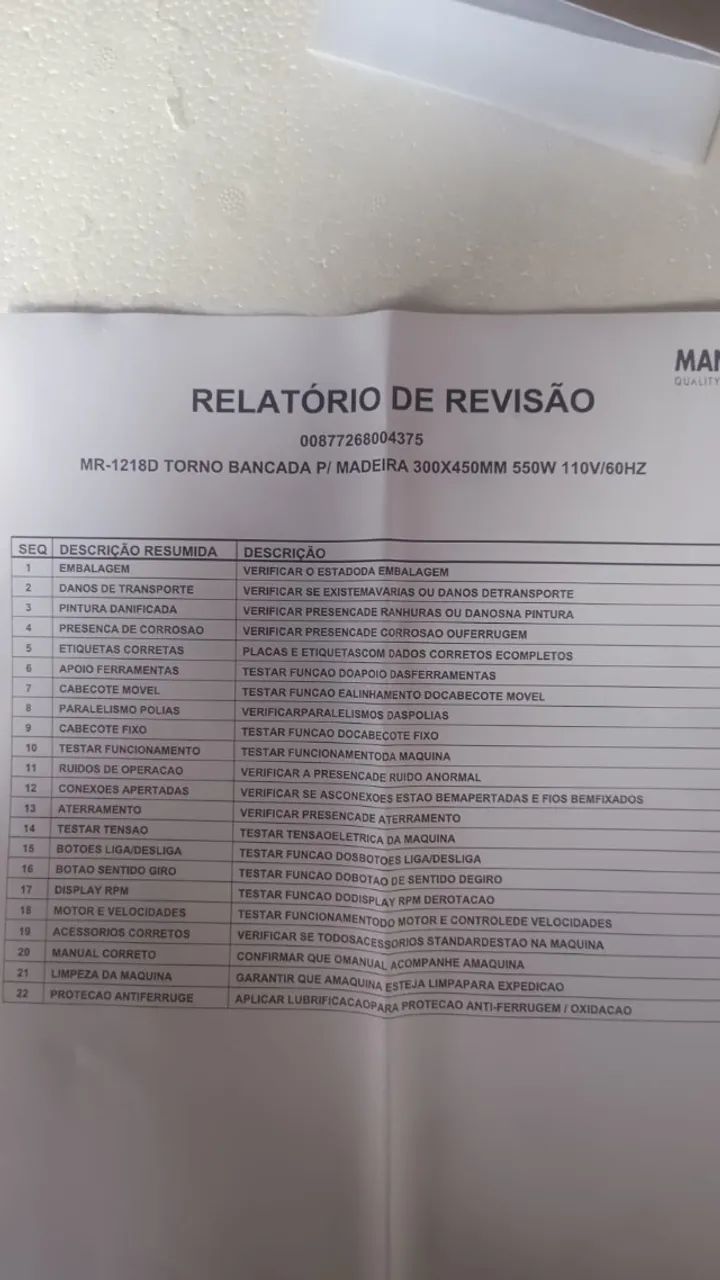 Torno Manrod Mr-1218d Profissional Madeira 110v Nunca Foi (Usado) - Foto 5