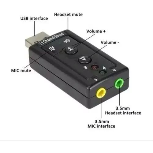 Placa de áudio USB para computador ou notebook 