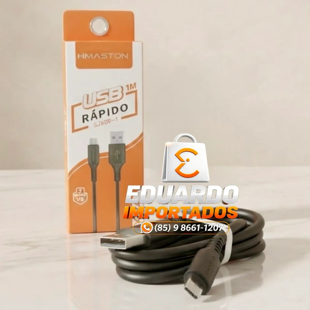 Cabo USB rápido para Celular MICRO V8 (Carregamento e Dados)