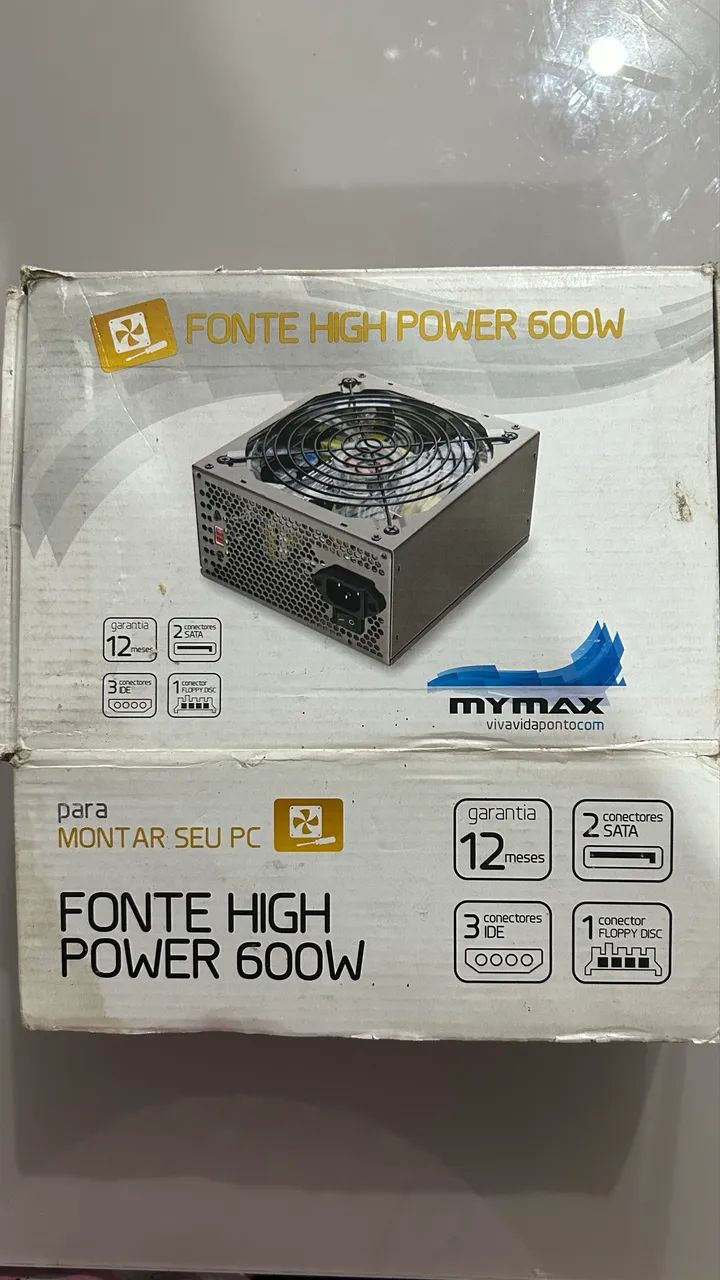 Fonte Mymax High Power 600W ATX - Nunca Usada