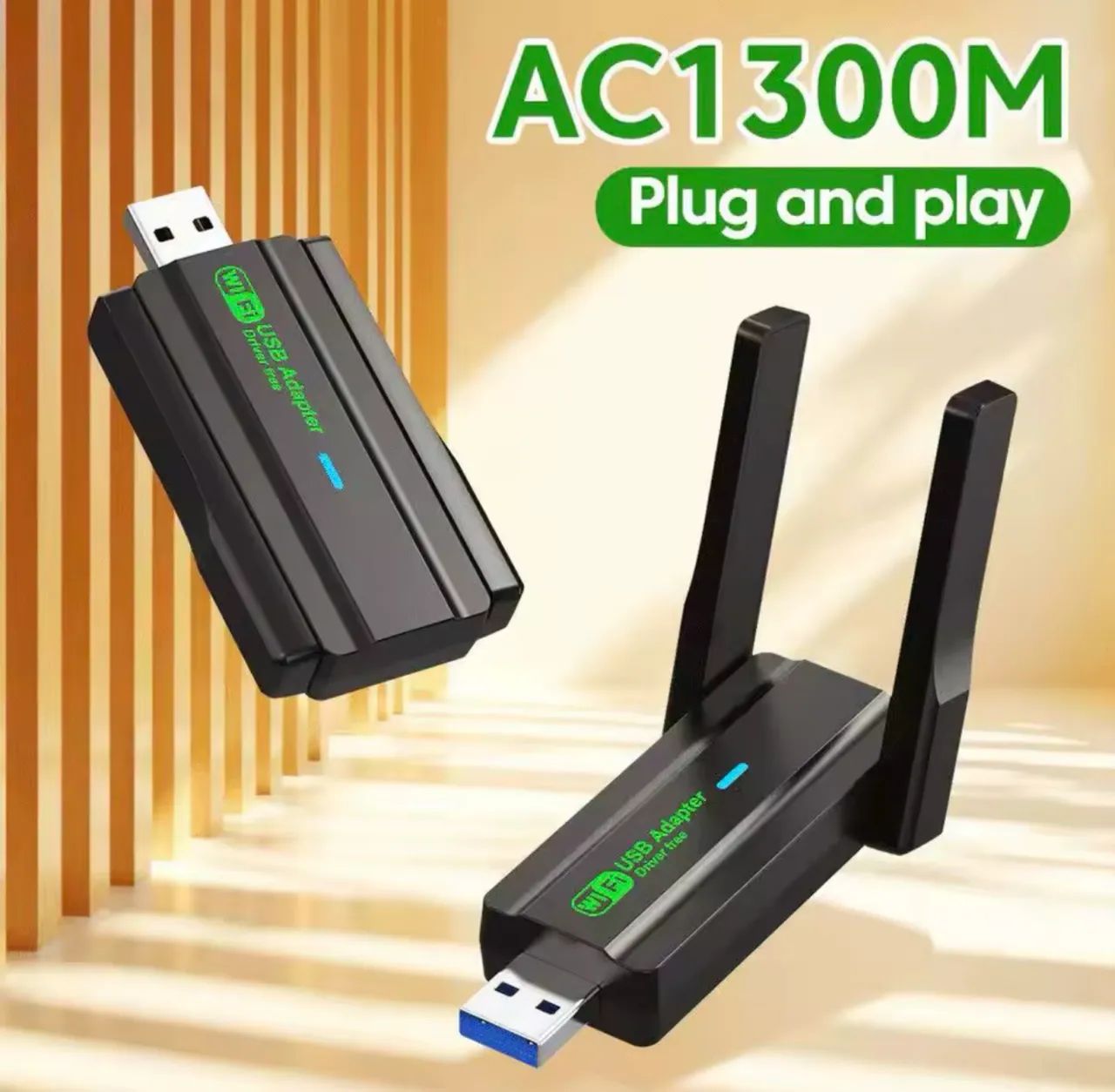 Placa de Rede Sem Fio Wi-Fi 5 1300Mbps Dual Band USB 3.0 - Foto 2