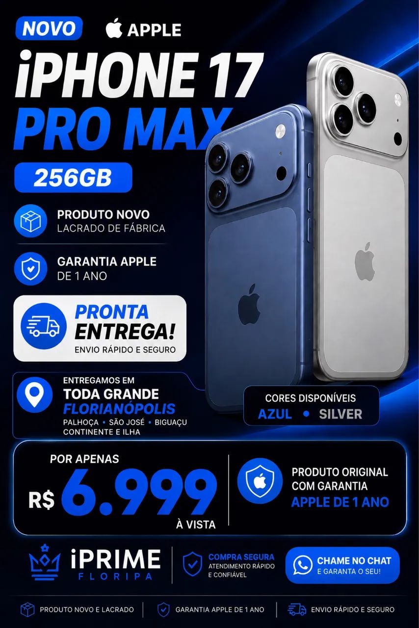 iPhone 17 Pro Max 256 lacrado novo 1 ano de garantia