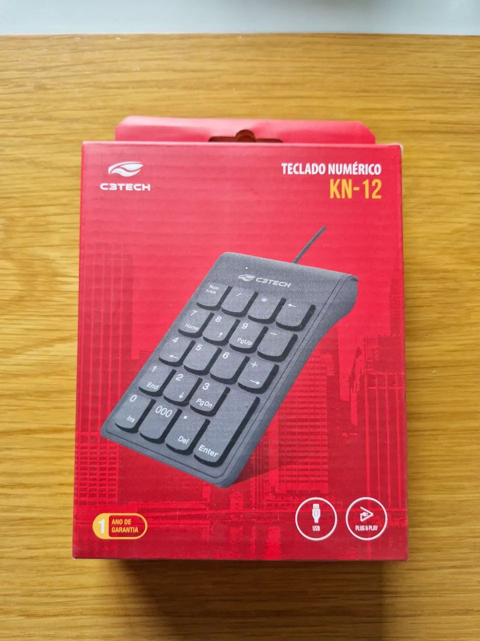 Teclado Numérico C3Tech USB KN-12BK Preto Com Teclas Slim e 12 Atalhos