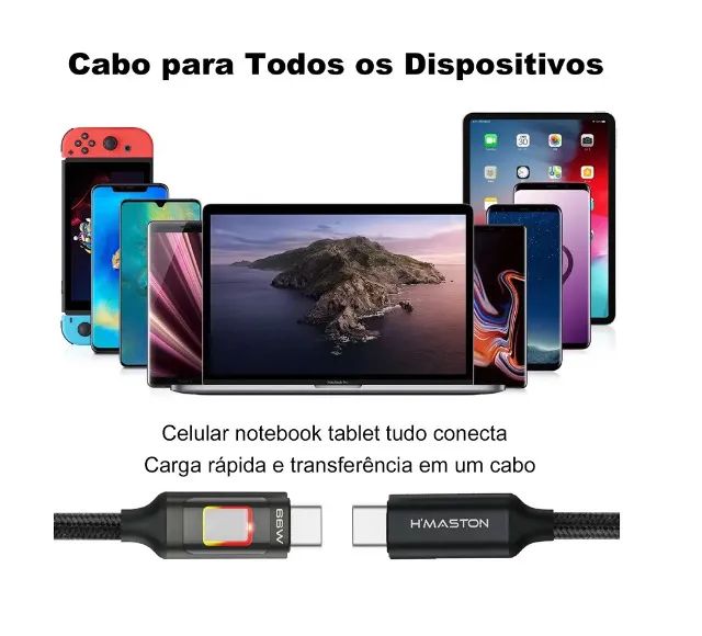 Cabo Usb C 1m 66w Hmaston - Foto 3