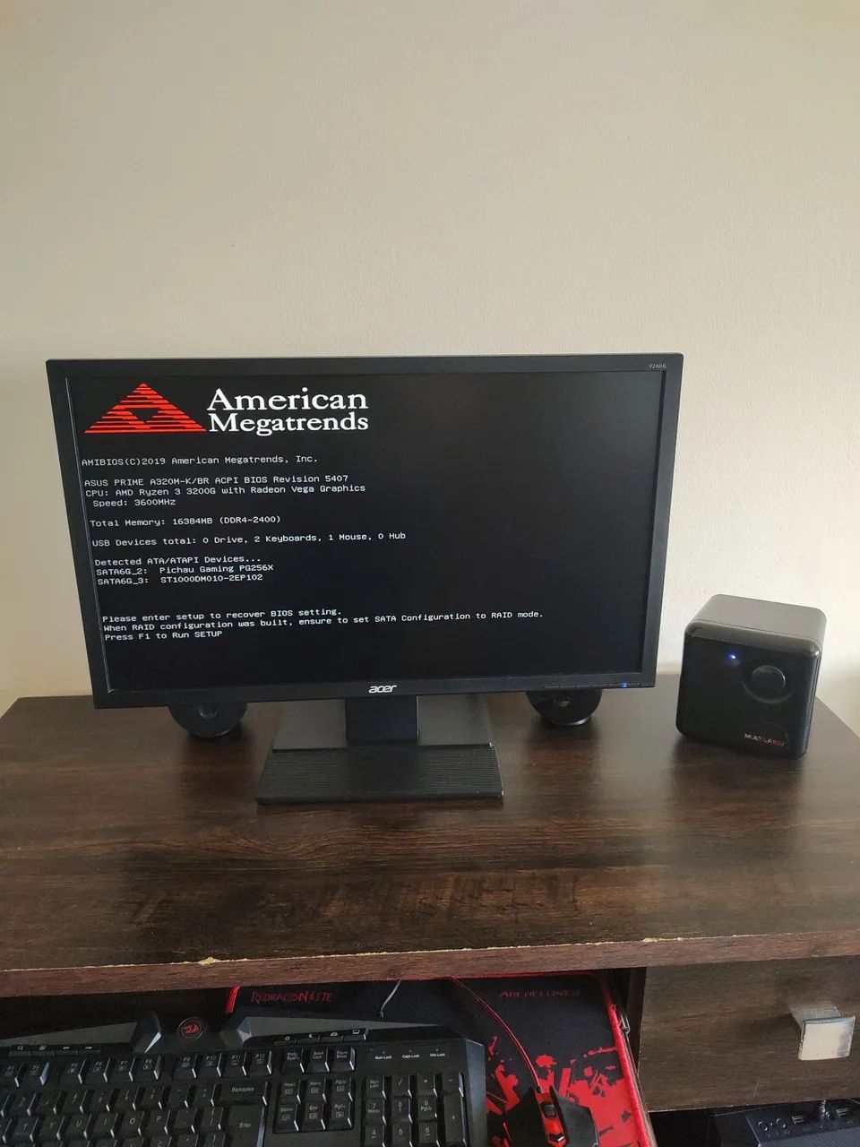 PC Gamer Pichau + Monitor + Periféricos + Escrivaninha - Completo