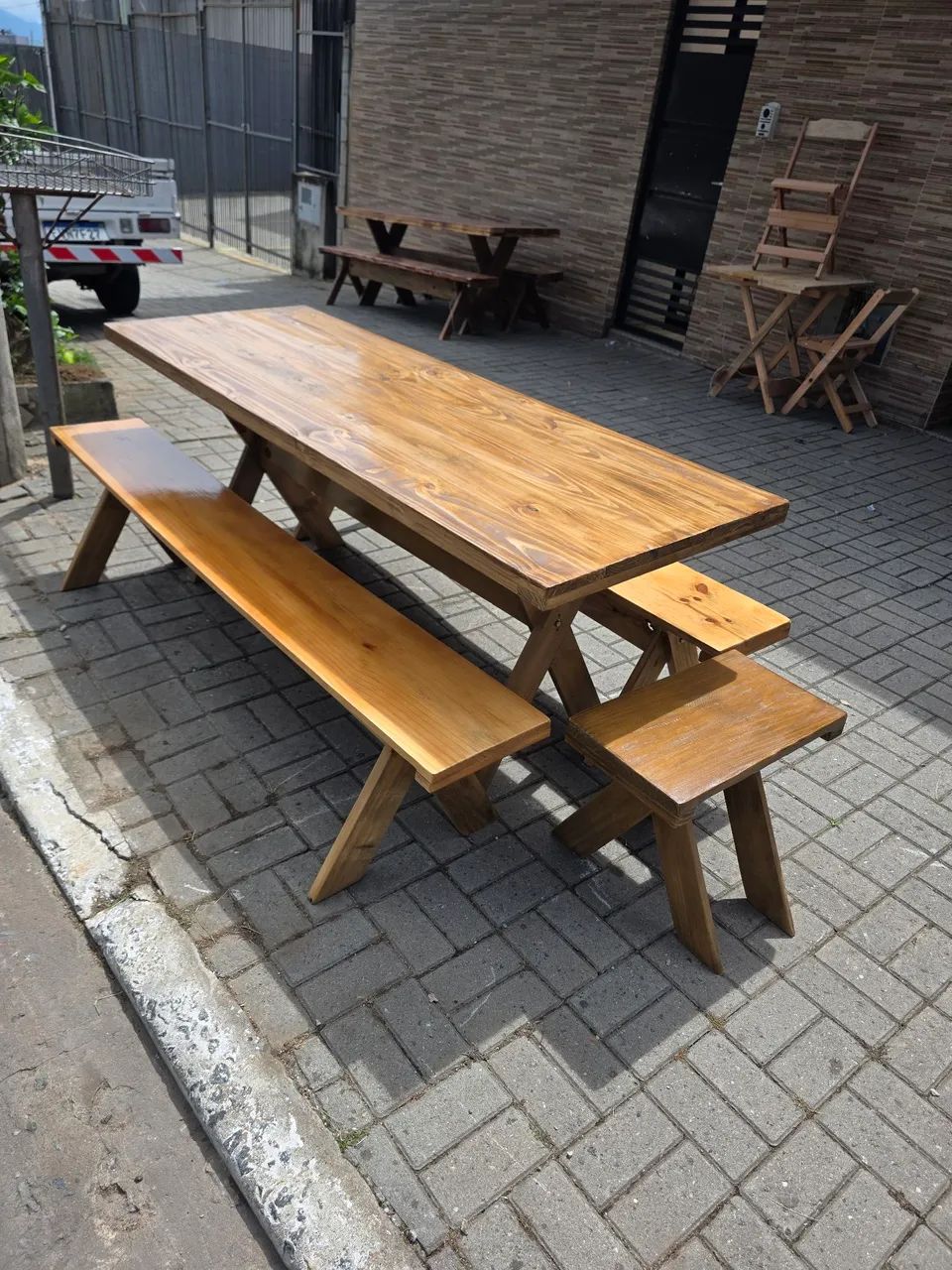 Mesa nova rústica para área gourmet área churrasco 