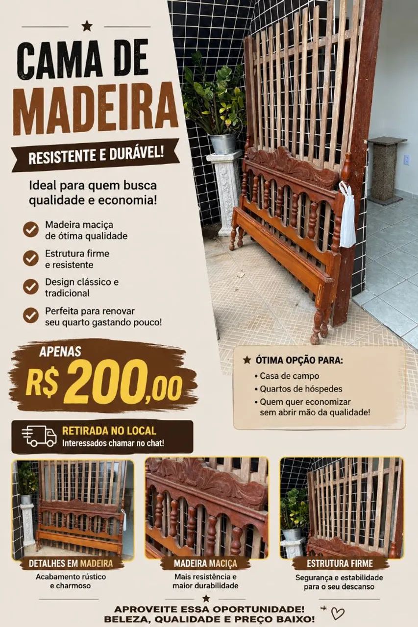 Cama casal madeira