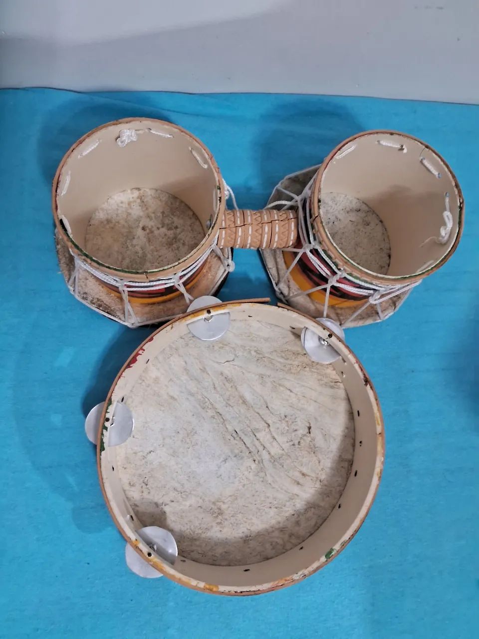 Bongo e pandeiro artesanal couro - Foto 4