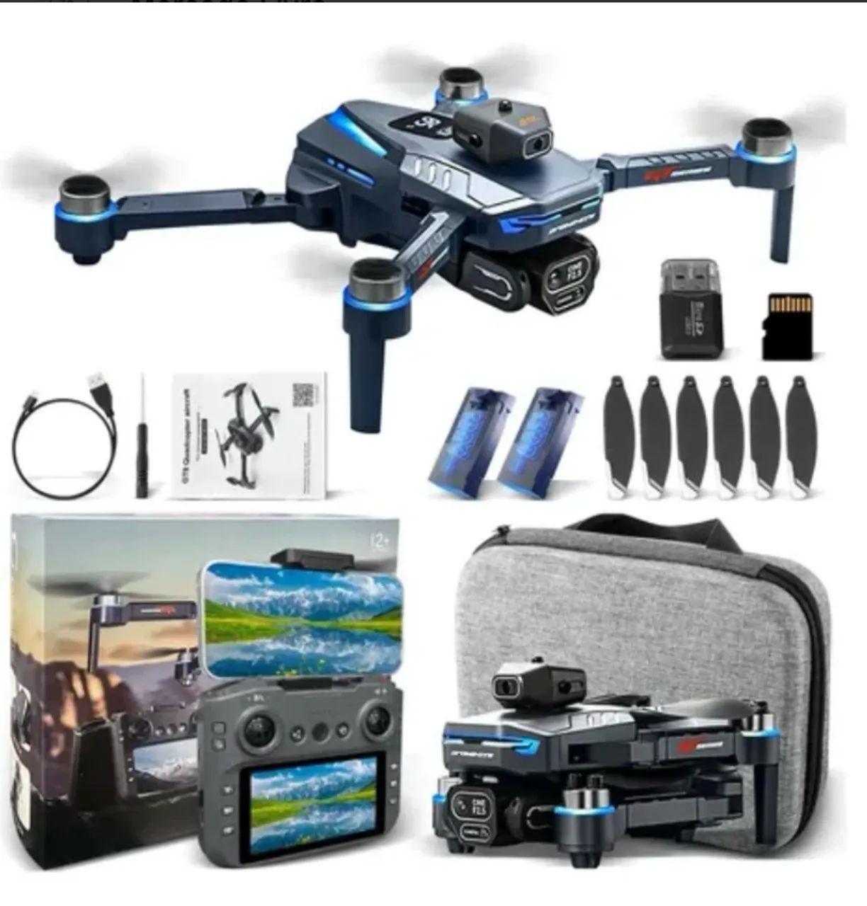 Drone GT8 4K com Câmera, 2 Baterias e Tela no controle 