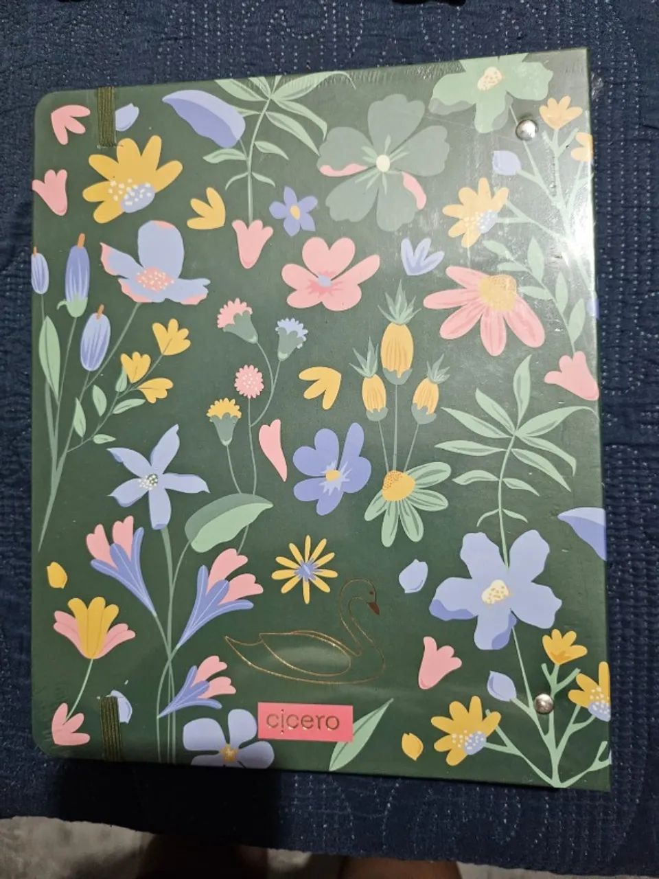 Detached Creative Spiral-Bound Notebook Lagoa Lined 17X24 Swan Floral Green Lagoa