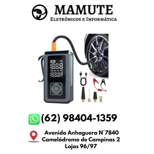 Calibrador Compressor e Bomba de Ar com Auxiliar de Partida e Power Bank