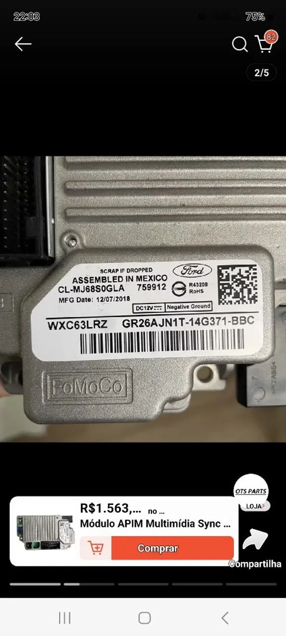Módulo Sync 3 Ford Ka ou Eco Sport - Acessórios de Celular