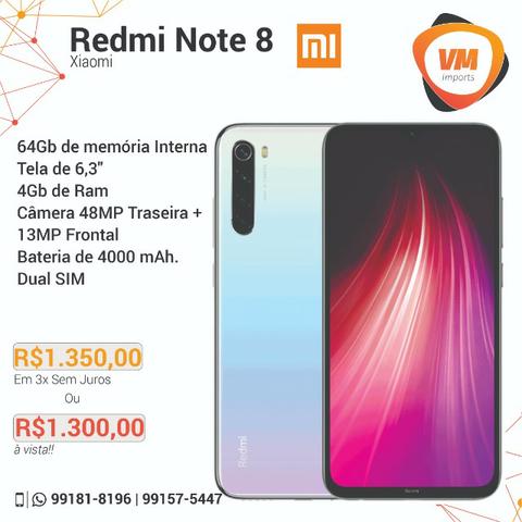 Xiaomi Redmi Note 8 3X sem Juros! - 4Gb Ram + 64Gb ROM
