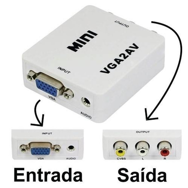 Conversor Vga para Av Áudio P2 e RL - Foto 2
