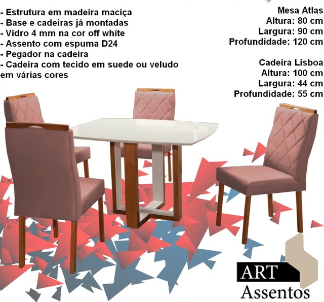 Sala mesa jantar 120 cm  4 cadeiras