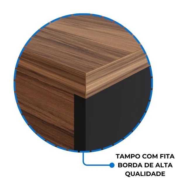 Mesa Home Office Preta E Nogal Acabamento Premium Visual Sofisticado 21472 - Foto 5