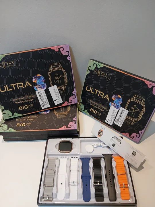 Smartwatch ultra 3 7 pulseiras.