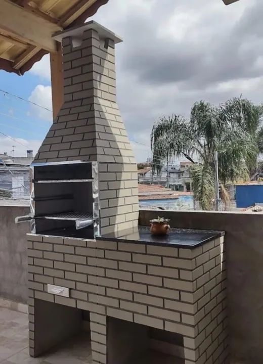 Churrasqueira Pre Moldada Com Bancada Tijolinho Média 65 Cm - Foto 3