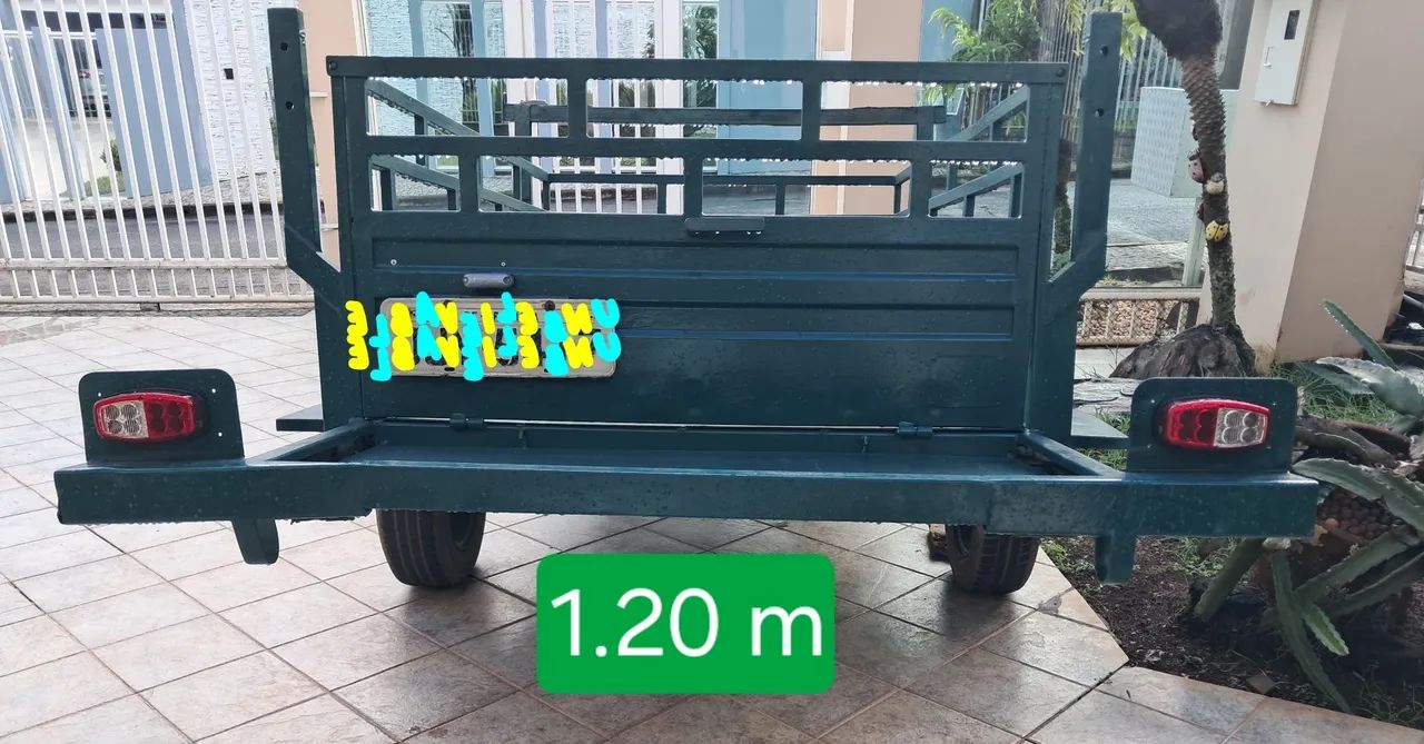 Carretinha reboque Rondon, 1 eixo, 2.20m x 1.20m, reformada e emplacada. - Foto 3