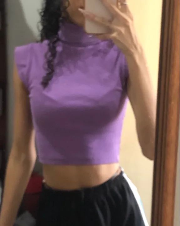 Blusa de gola alta Cropped Karina - Roxo - Foto 2