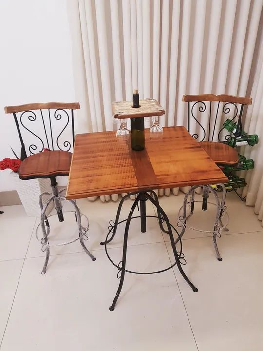 Jogo Bistrô Mesa Tampo 70cm + 2 Banquetas Arabesco e Rococó  - Foto 2