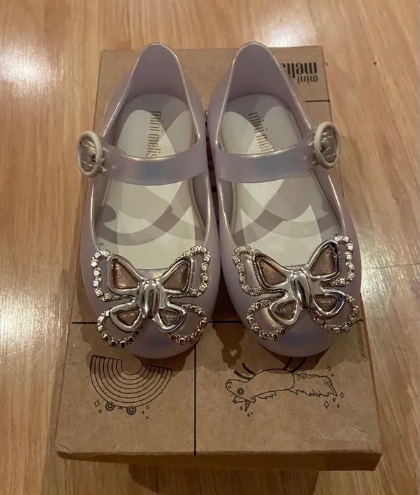 Melissa NOVA mini fly borboleta furta cor branca dourada