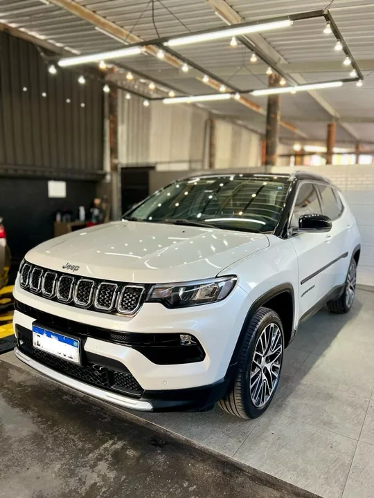 Jeep Compass limited flex IPVA PAGO 2022 1.3 turbo Branca Teto solar panorâmico