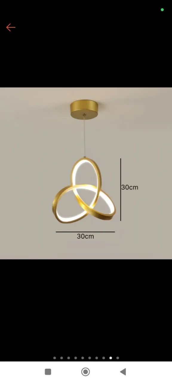 Lustre Moderno de Três Anéis em Ouro