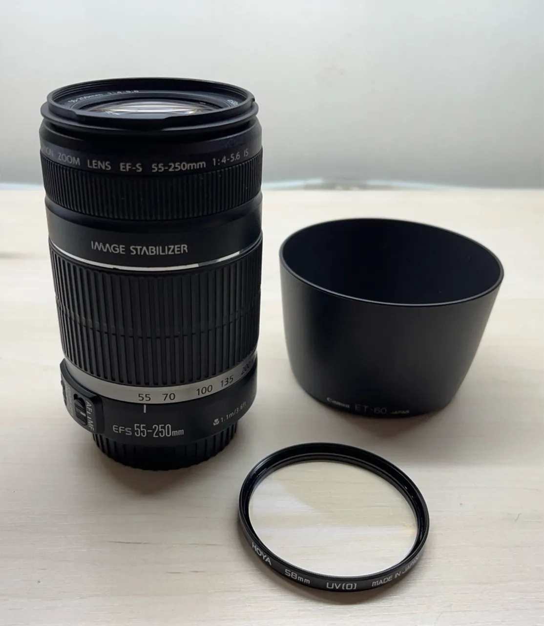 美品未使用に近いCanon EFS 55-250mm 0.85m/2.8ft lente canon 55 250mm is