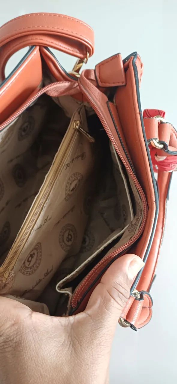 BOLSA FEMININA COR TELHA - Foto 3