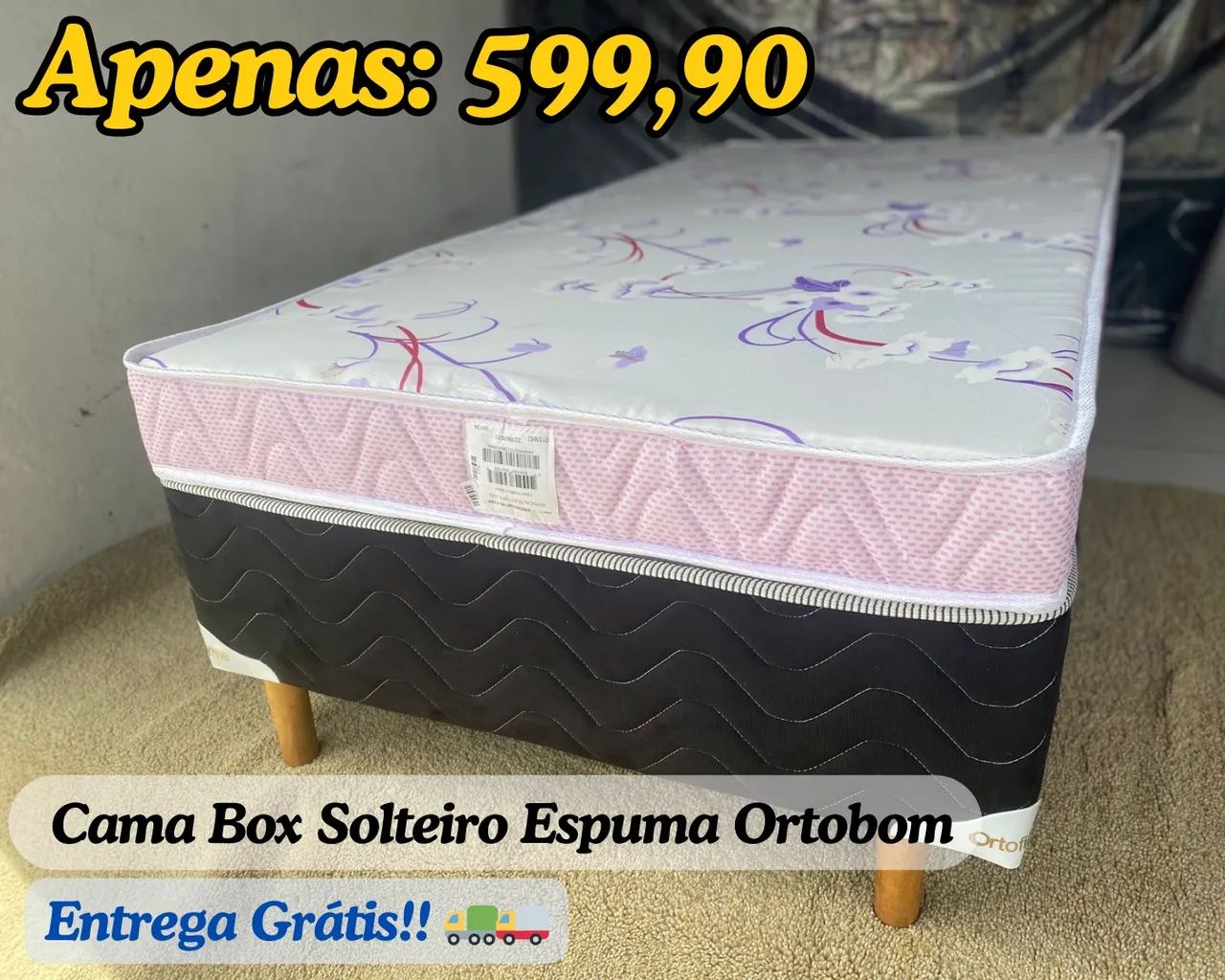 Cama Box Solteiro Espuma Ortobom 