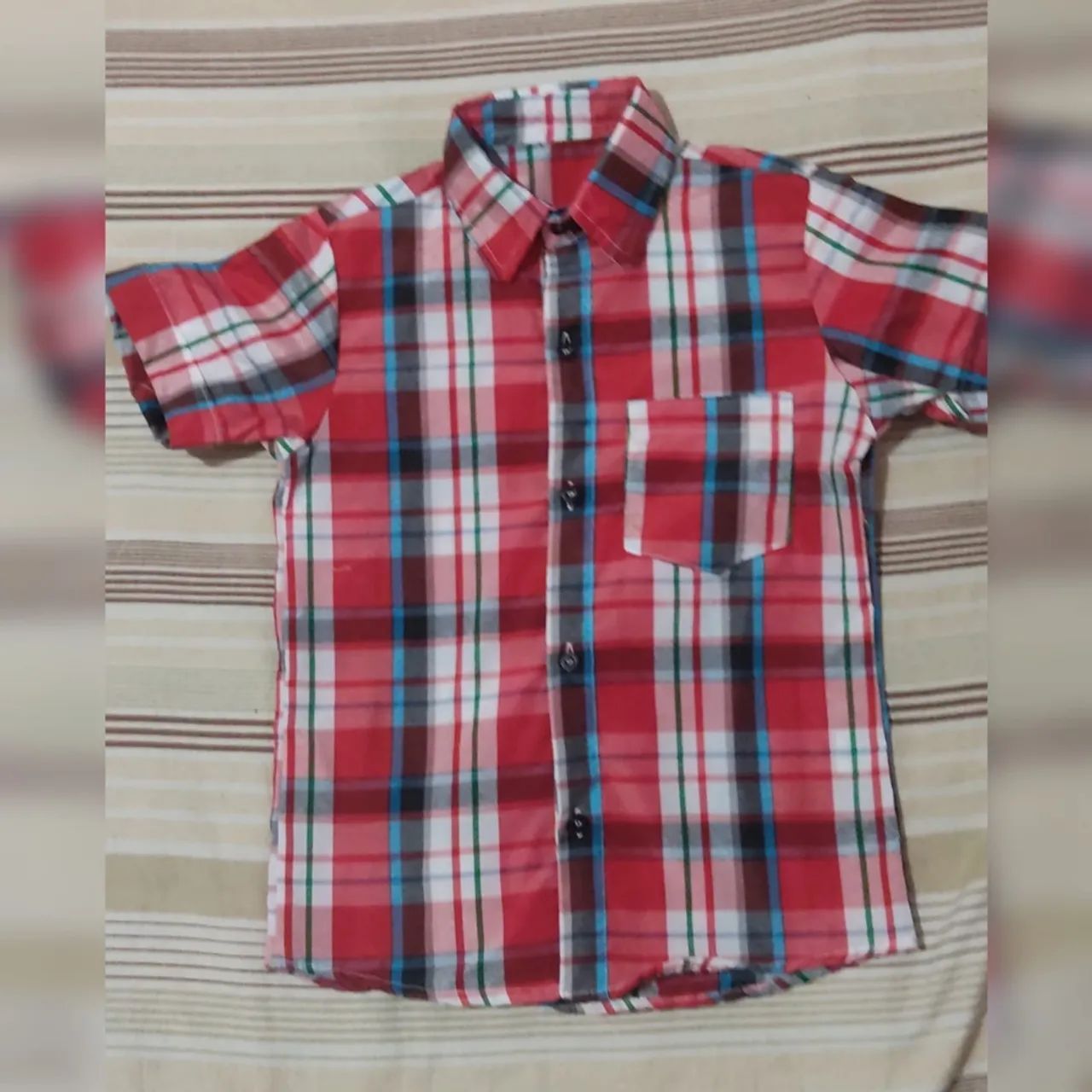 Camisa Xadrez Vermelha - Tamanhos 4- 6 - 8 - 10 e 12  - Foto 4