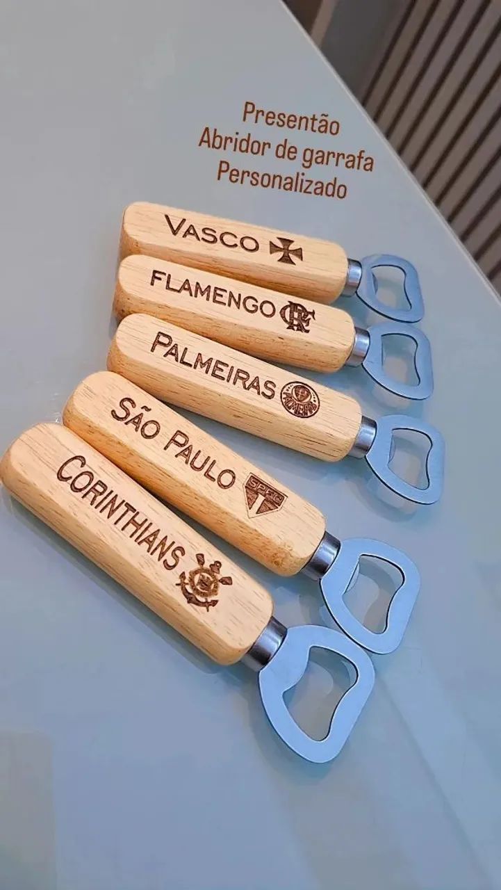 ABRIDOR DE GARRAFA DE TIME FLAMENGO, VASCO, CORINTHIANS, PALMEIRAS E SÃO PAULO 