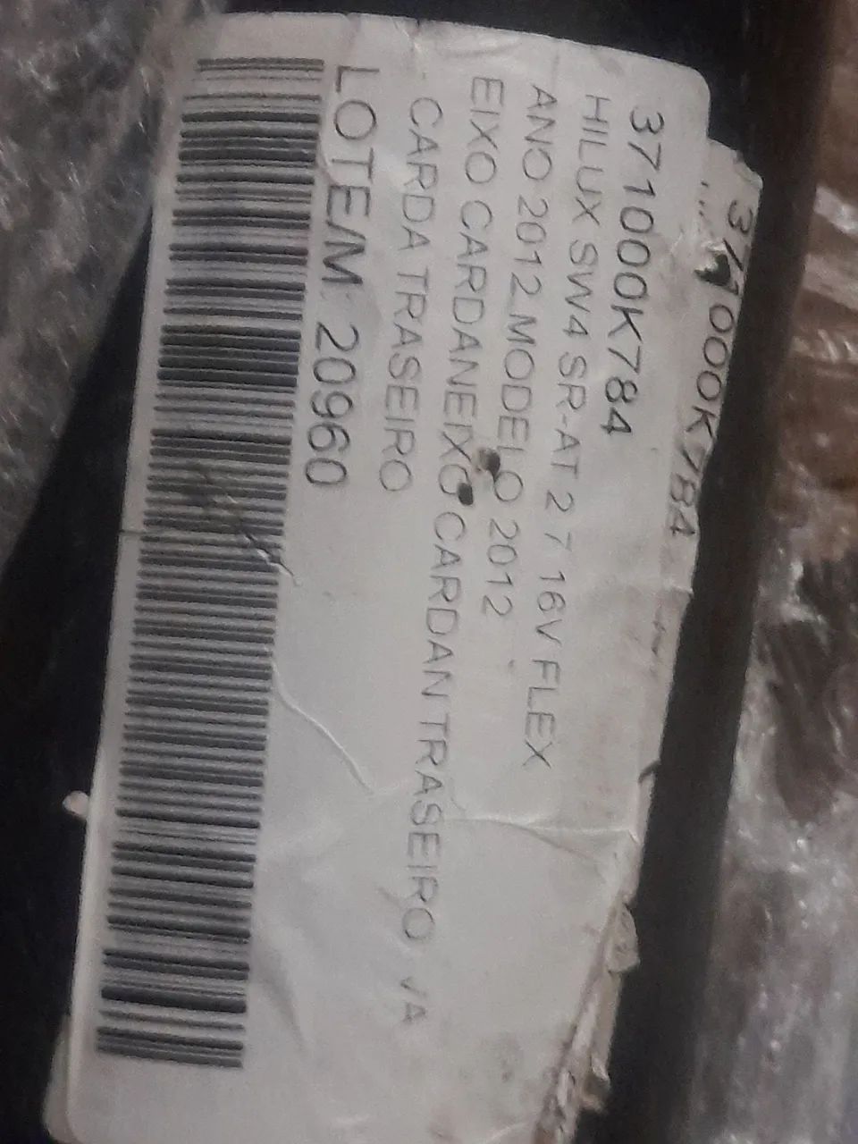 Eixo Cardan Toyota Hilux Sw4 / SR - 2.7 - 2012 A 2020 - Original novo!  Codigo (371000k784) - Peças para carros, vans e utilitários - Altos de Vila  Prudente, São Paulo 1457766532 | OLX
