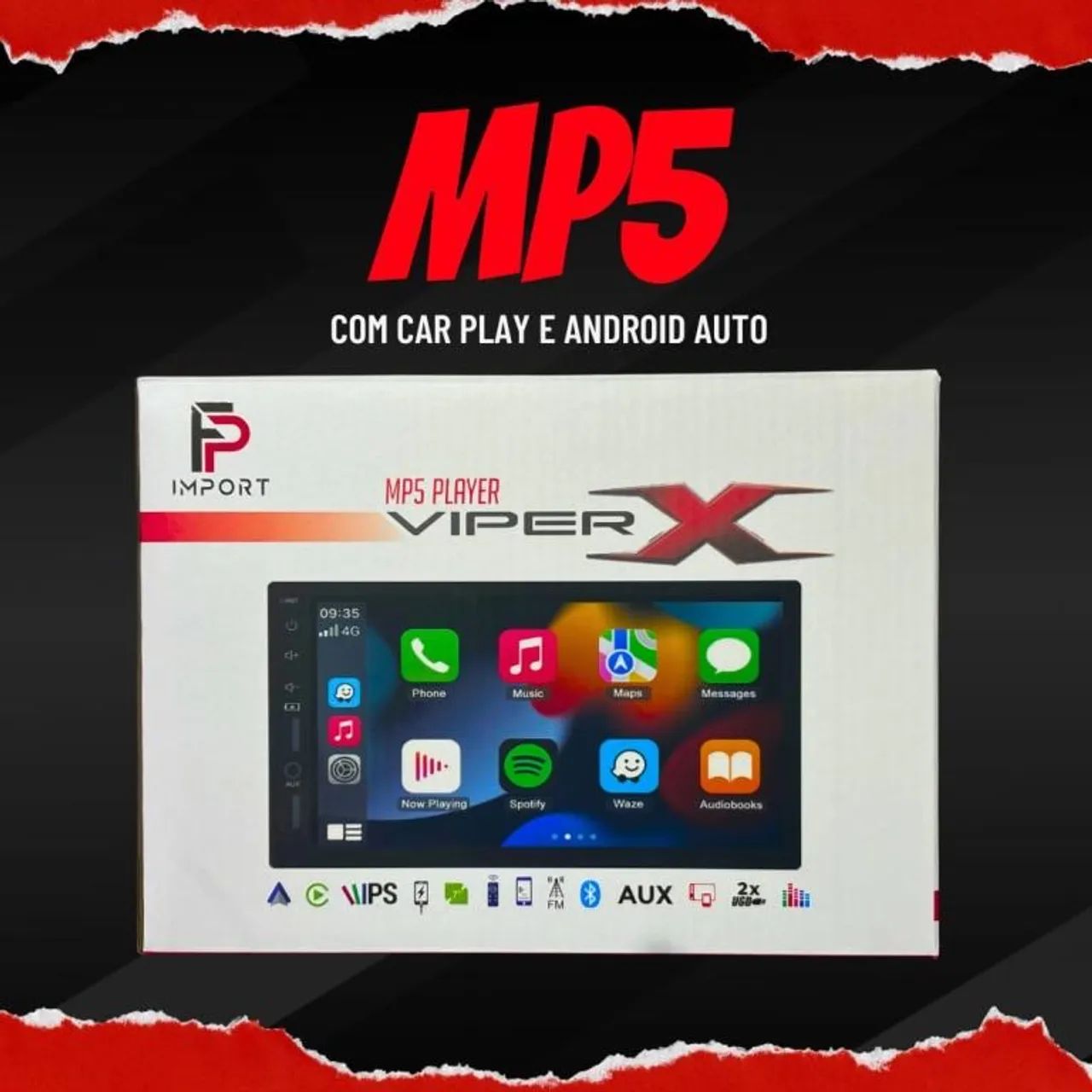 Central Multimidia MP5 Android e CarPlay Universal Viper X FP IMPORT