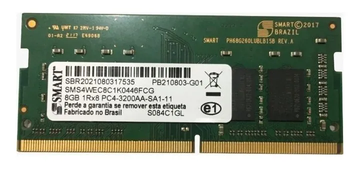 Memória Smart 8GB DDR4 3200MHz Notebook ( Troco por 2x4GB )