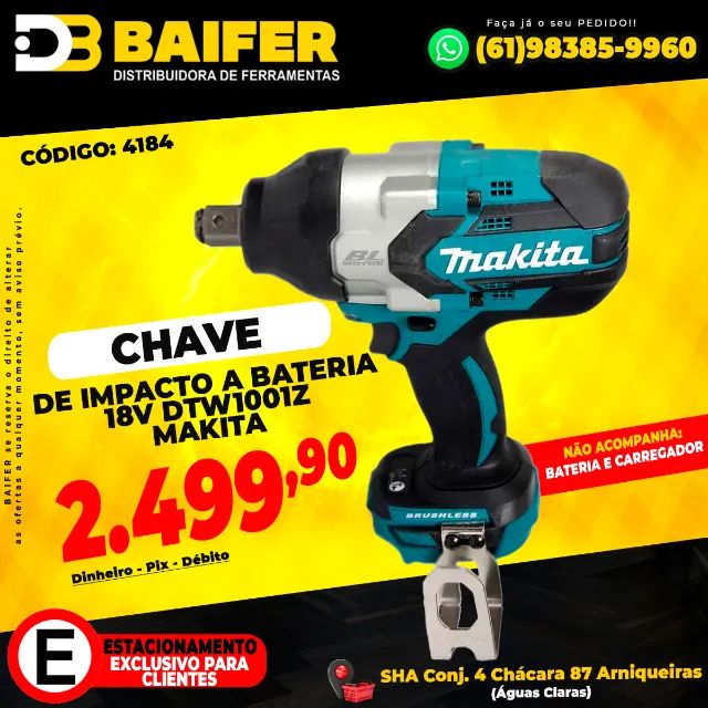 Chave de Impacto a Bateria 18v DTW1001Z Makita