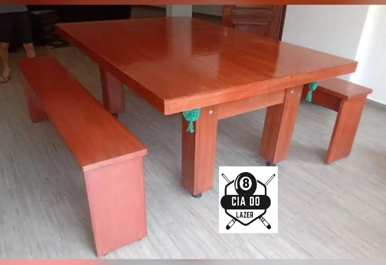 Sinuca Área Gourmet Com Tampa E Bancos Verniz  - Foto 2