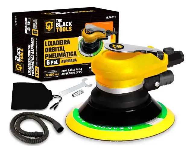 LIXADEIRA ORBITAL PNEUMATICA  COM ASPIRACAO THE BLACK TOOLS - TLP600V