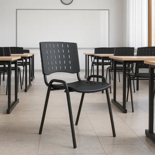 Cadeira Plástica 4 Pés Polipropileno Preto Leve Resistente Versátil Uso Interno 31201