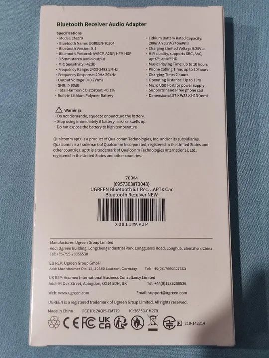 Receptor Bluetooth 5.1 Ugreen Aptx - Foto 5