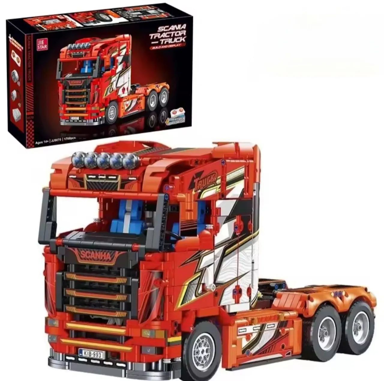 BLOCOS DE MONTAR CAMINHÃO SCANIA COM MOTORIZAÇÃO E CONTROLE REMOTO 1708PÇS JIE STAR JJ9070 - Foto 3