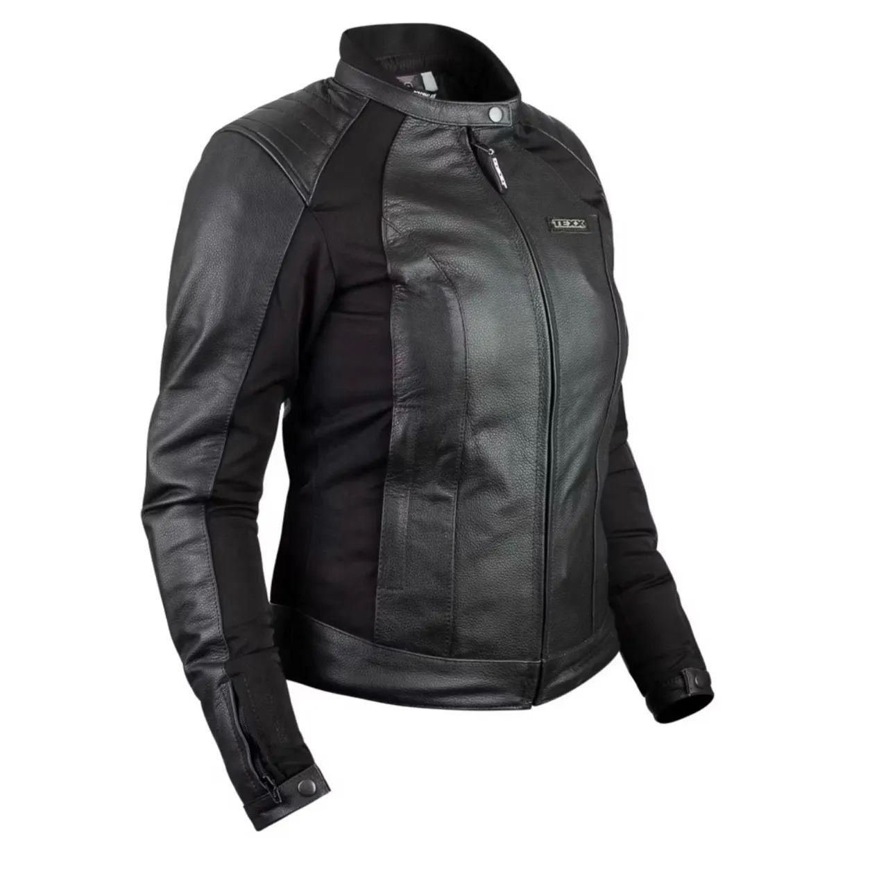 JAQUETA FEMININA MOTOCICLISTA TEXX STORM LADY COURO PRETO TAMANHO