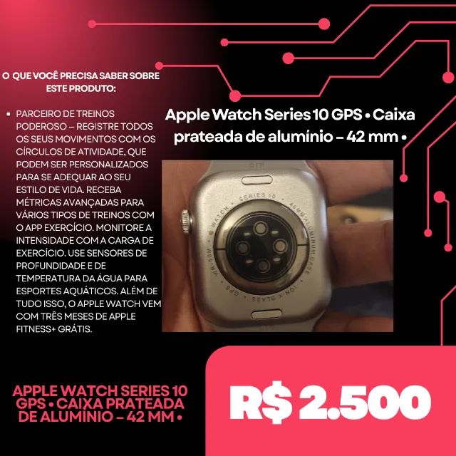 Apple Watch Series 10 GPS ? Caixa prateada de alumínio - 42 mm ? - Foto 3