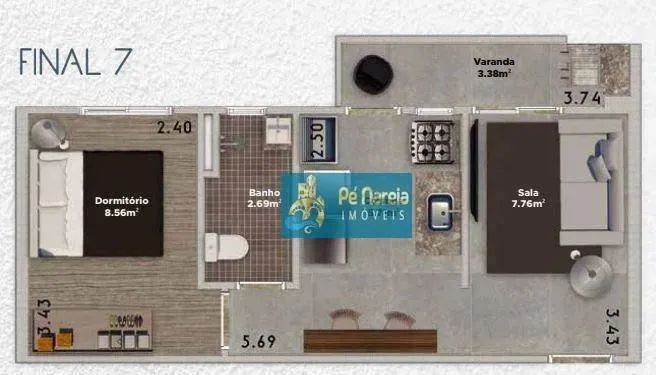 Apartamento com 1 dormitório à venda, 37 m² por R$ 270.000 - Boqueirão - Praia Grande/SP - Foto 7