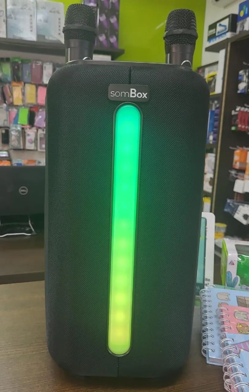 CAIXA DE SOM BLUETOOTH COM 02 MICROFONES SEM FIO SOMBOX - Foto 2