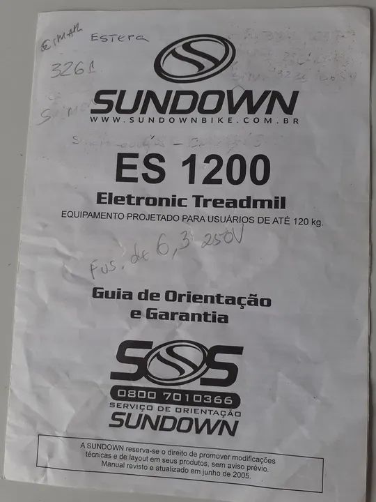Esteira Ergometrica Sundown ES 1200.