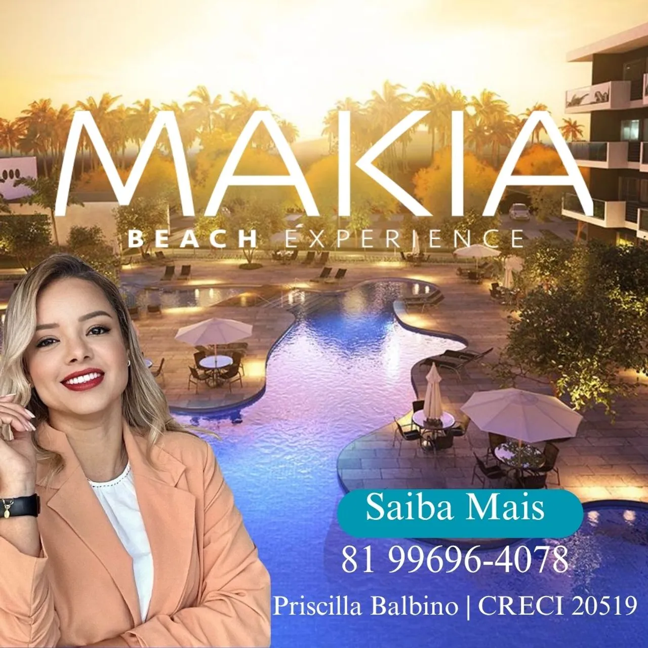 Flats na Praia de Muro Alto | Studio 29M² mobiliado | Makia Beach | Rentabilidade Imediata