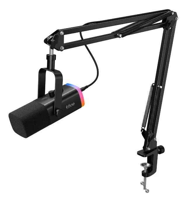 Microfone Preto Fifine Am8t Preto Com Braço Articulado Preto - Foto 2